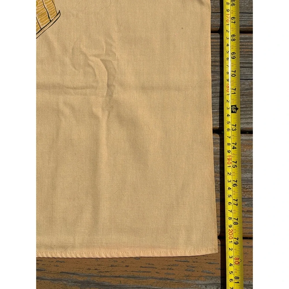 Vintage Vera Neumann Tablecloth Peach Fruit Basket Tan Rectangular 52x80